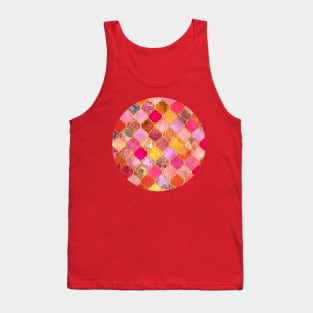 Hot Pink, Gold, Tangerine & Taupe Decorative Moroccan Tile Pattern Tank Top